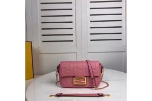 Fendi Baguette Embroidered Canvas Mini Bag - Pink  