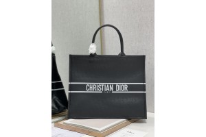 Dior Tote Bag - Black  Bayadere pattern mixed effect D-Stripes pattern embroidery 