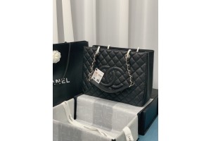 Chanel Chain Tote Bag  - Black Silver