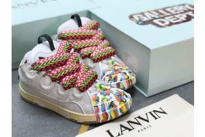 Lanvin Curb Sneaker White with wide rainbow LVCS-008