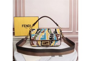 Fendi Baguette Multicolor Embroidered Canvas Bag