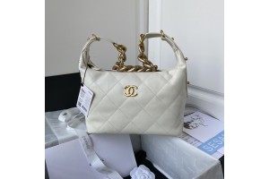 Chanel Calfskin & Gold-Tone Metal White