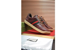 Gucci Chocolate Leather With Web Shoes GG-S056