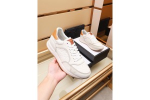 Gucci White And Brown Leather Sneakers GG-S039