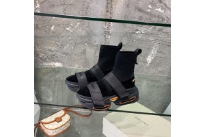 Balmain Suede and knit B-Bold sneakers with straps - All  Black BMSKB-005