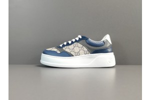 Gucci GG Embossed Sneaker In  Beige - Blue