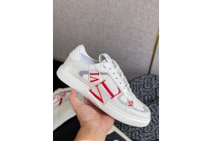 Valentino Low-Top Calfskin VL7N Sneaker - White Grey Red VLTCS-004