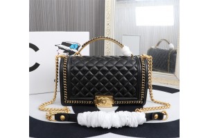 Chanel Boy  Flap Bag With Handle - Black  2022