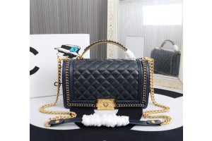 Chanel Boy  Flap Bag With Handle - Navy 2022 