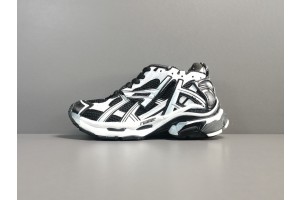 Balenciaga Runner Sneaker In Black - White Mesh - Nylon 