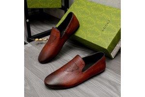 Gucci Loafers shoes Brown Black GCCL-006