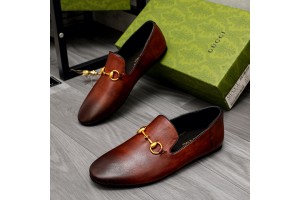 Gucci Loafers shoes Brown Black GCCL-007