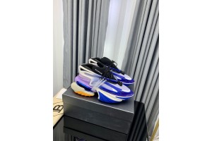 Balmain Neoprene and leather Unicorn low-top sneakers Purple Blue BLNLU-003