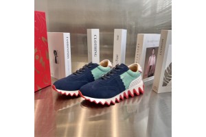 Loubishark leather sneakers - Blue Red LBSSNK-003