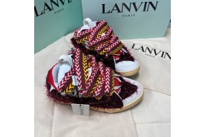 Lanvin Lurex Curb Lace Up Sneaker - Dark Red LVCS-038