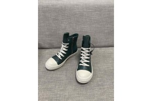 Rick Owens High Top Sneakers In Castleton Green Leather ROWHT-011