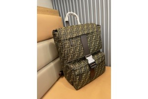 Fendi Brown FF fabric backpack