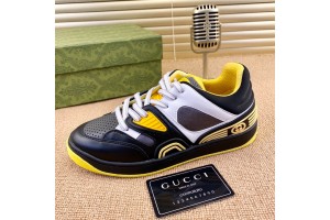 Gucci Basket Low Top Sneaker in Black - Yellow Demetra GCB-014