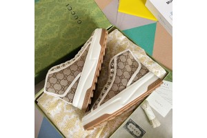 Gucci GG High Top Sneaker - Beige and ebony Original GG canvas GCB-022