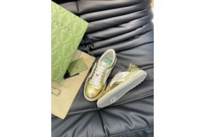 Gucci MAC80 Sneaker in off white and gold leather ‎GCCMAC80-003