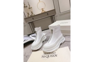 Alexander McQueen Tread Sole Zip Boot in White  MC-TR12