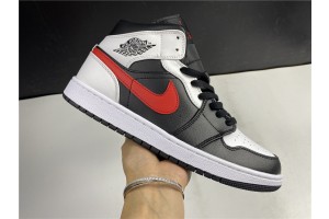 Air Jordan 1 Mid Black Chile Red White 