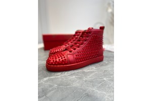Christian Louboutin Louis Spikes  - High Top Sneaker Red CLHT-005 