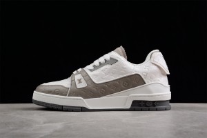 LV Trainer Sneaker White Grey Logo LV