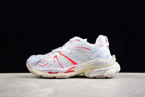 Balenciaga Runner 2.0 Sneaker in white, beige and red mesh and polyurethane