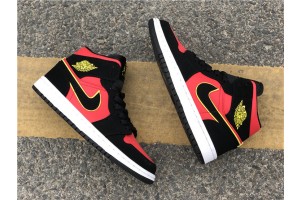 Air Jordan 1 Mid Black Hot Punch (W) 