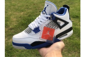 Air Jordan 4 Retro Motorsports White Blue 