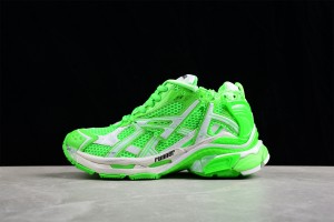 Balenciaga Runner Sneaker in neon green and white mesh and nylon 