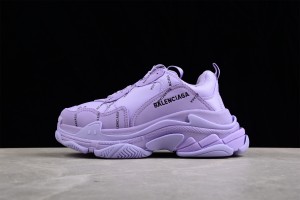 Balenciaga Triple S Trainers Allover Logo In Light Purple And Black Technical Material 