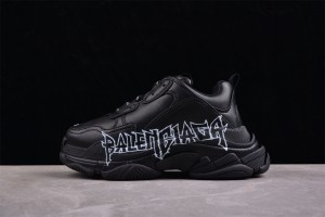 Balenciaga Triple S Sneaker in black and white DIY metal artwork printed cowskin 