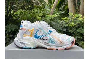Balenciaga Runner Sneaker in Silver - Blue and Yellow neon mesh and nylon B3XL-039