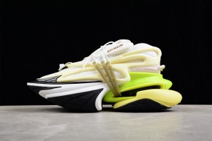 Balmain Neoprene and leather Unicorn low-top sneakers - White Neon Green Yellow