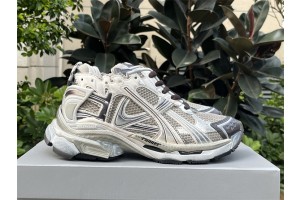 Balenciaga Runner Sneaker in sliver and cream white nylon and suede-like fabric BGRN-017