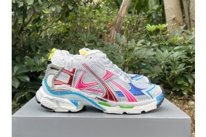 Balenciaga Runner Sneaker in white, red, navy and pink nylon and suede-like fabric BGRN-016