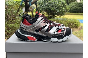 Balenciaga Track Sneaker in black, red and silver mesh and nylon 