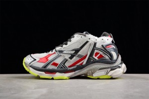 Balenciaga Runner Sneaker in black, white, red and neon yellow mesh and nylon