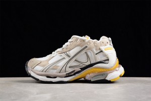 Balenciaga Runner Sneaker in grey, white, black and yellow nylon and suede-like fabric 