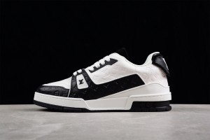 LV Trainer Sneaker White Black Logo LV 