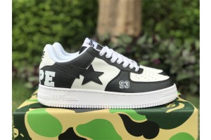 A bathing ape bape sta 93  black white Smooth leather 