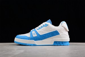 LV Trainer Sneaker White Blue Logo LV