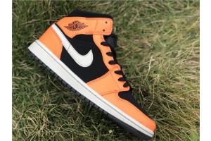 Air Jordan 1 Mid Black Orange Peel 
