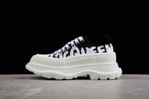 Alexander McQueen Tread Slick Graffiti Sneakers Black White