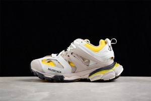 Balenciaga Track Sneaker in yellow, white, beige, grey and black mesh and suede-like fabric