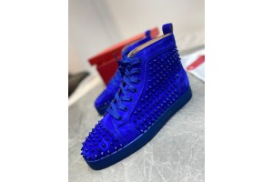 Christian Louboutin Louis Spikes  - High Top Sneaker Navy Blue 
