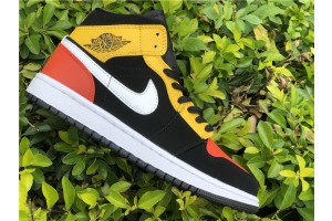 Air Jordan 1 Mid Black Amarillo Orange