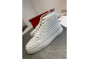 Christian Louboutin Louis Spikes  - High Top Sneaker White  CLHT-008 